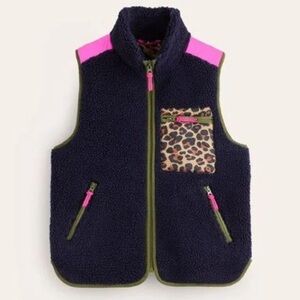 Boden Truro Borg Vest in Navy, Green, Pink and Leopard
